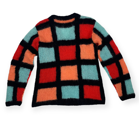 70's hand knitted mohair color block sweater - Picture 4 of 14